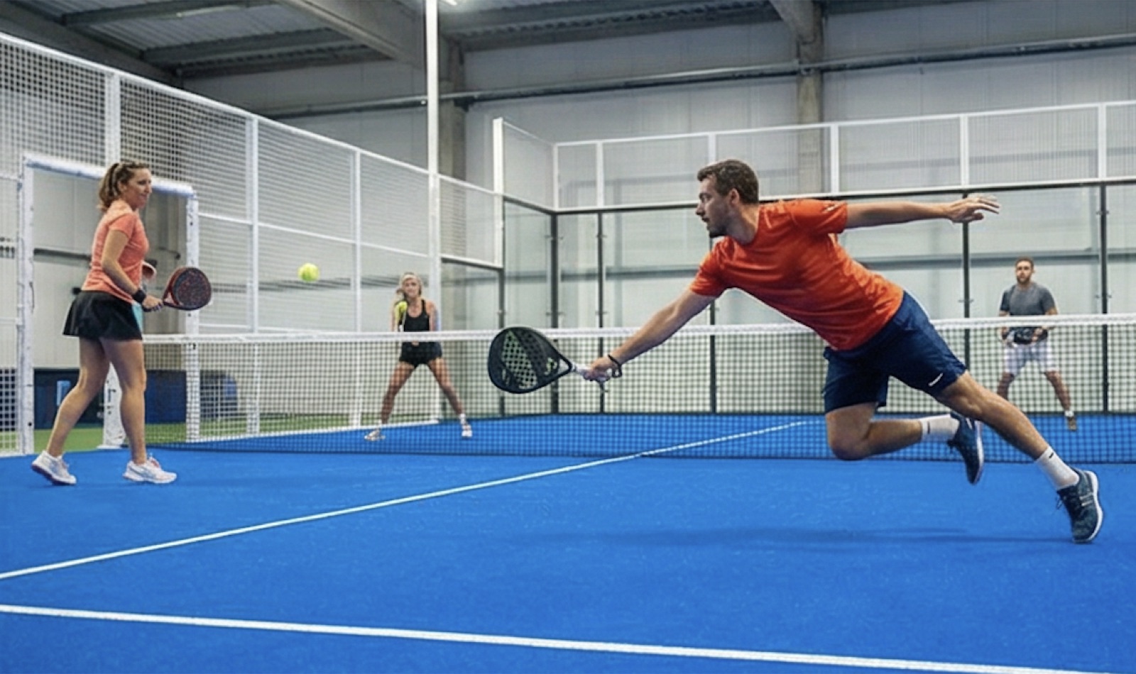 Playing padel on court